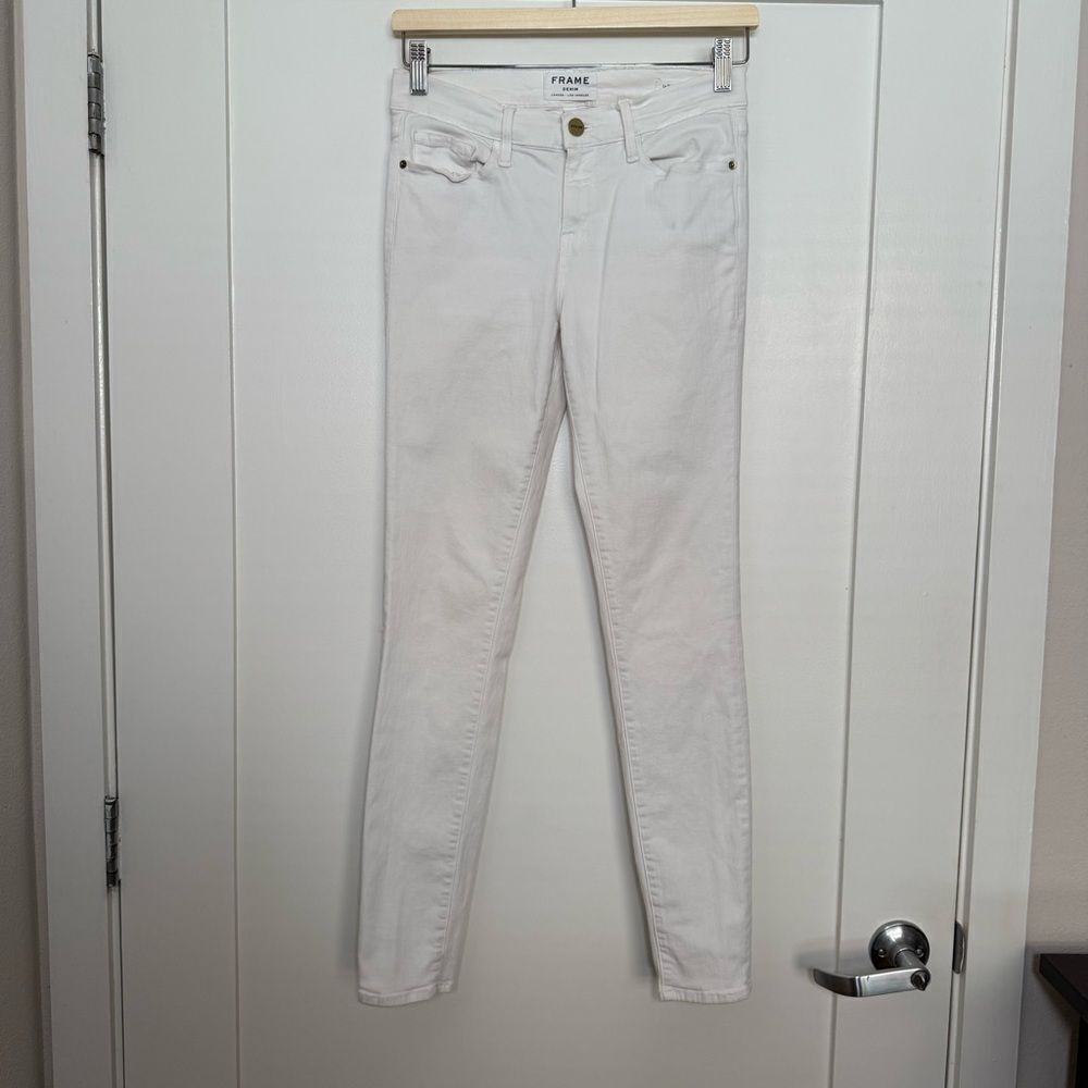 Frame Le Skinny de Jeanne Jeans Womens Sz 28 White Ankle Denim Coastal Beach